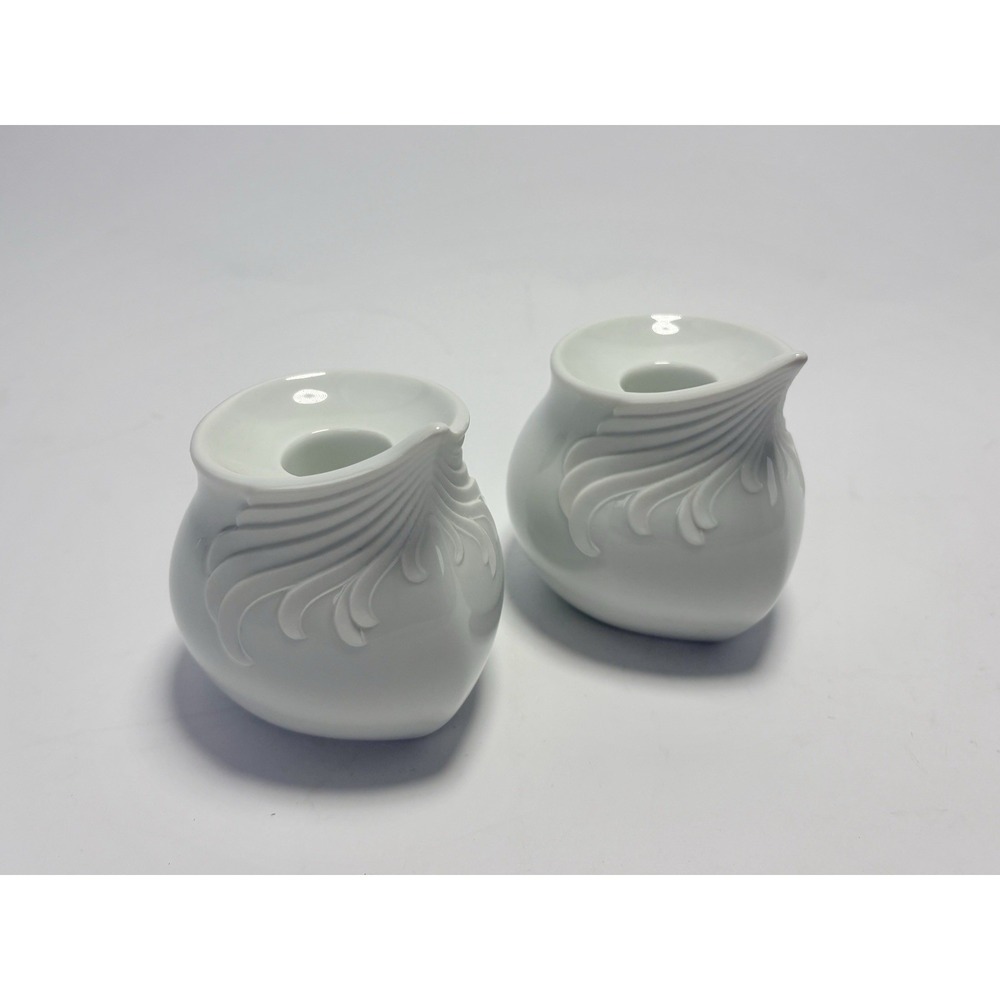 MCM Kaiser Porcelain White Bisque Candleholders Manfred Frey West Germany